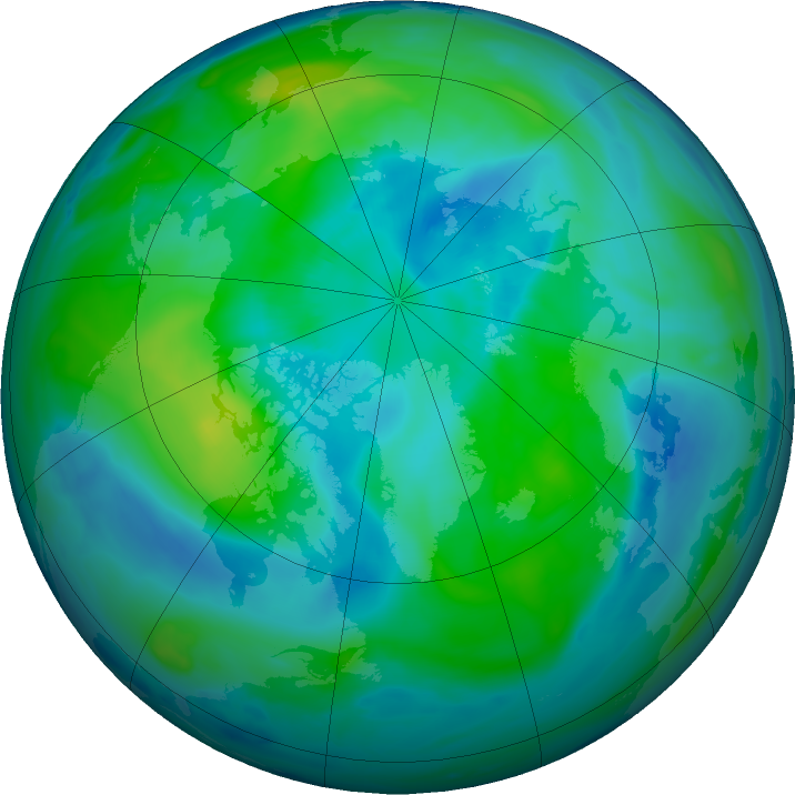 Arctic ozone map for 29 September 2016